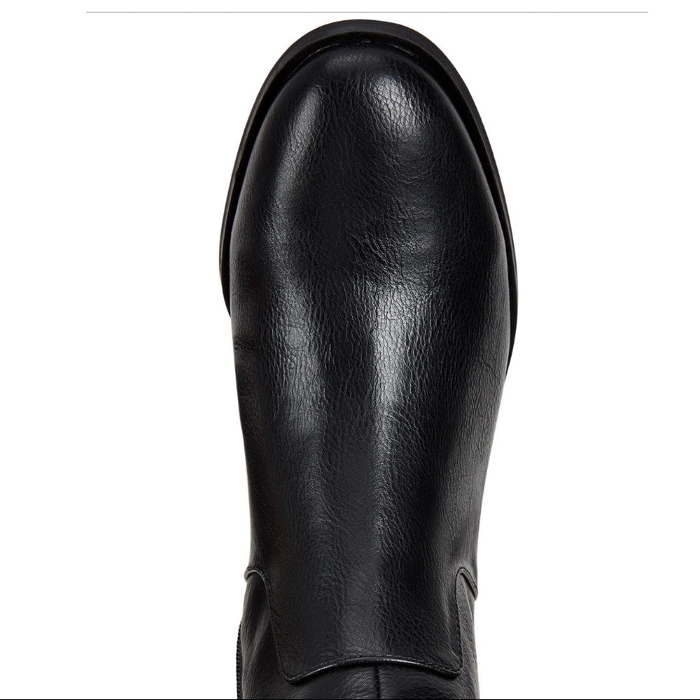 Black Faux Fur Low Heel Boots with Full Side Zip - Picture 2 of 11